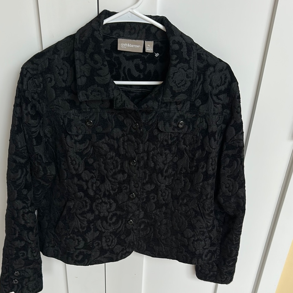 Croft & Barrow Black Jean Jacket with Textured Design Size PL